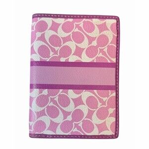 Coach Passport Holder In Berry Purple Signature C Pattern